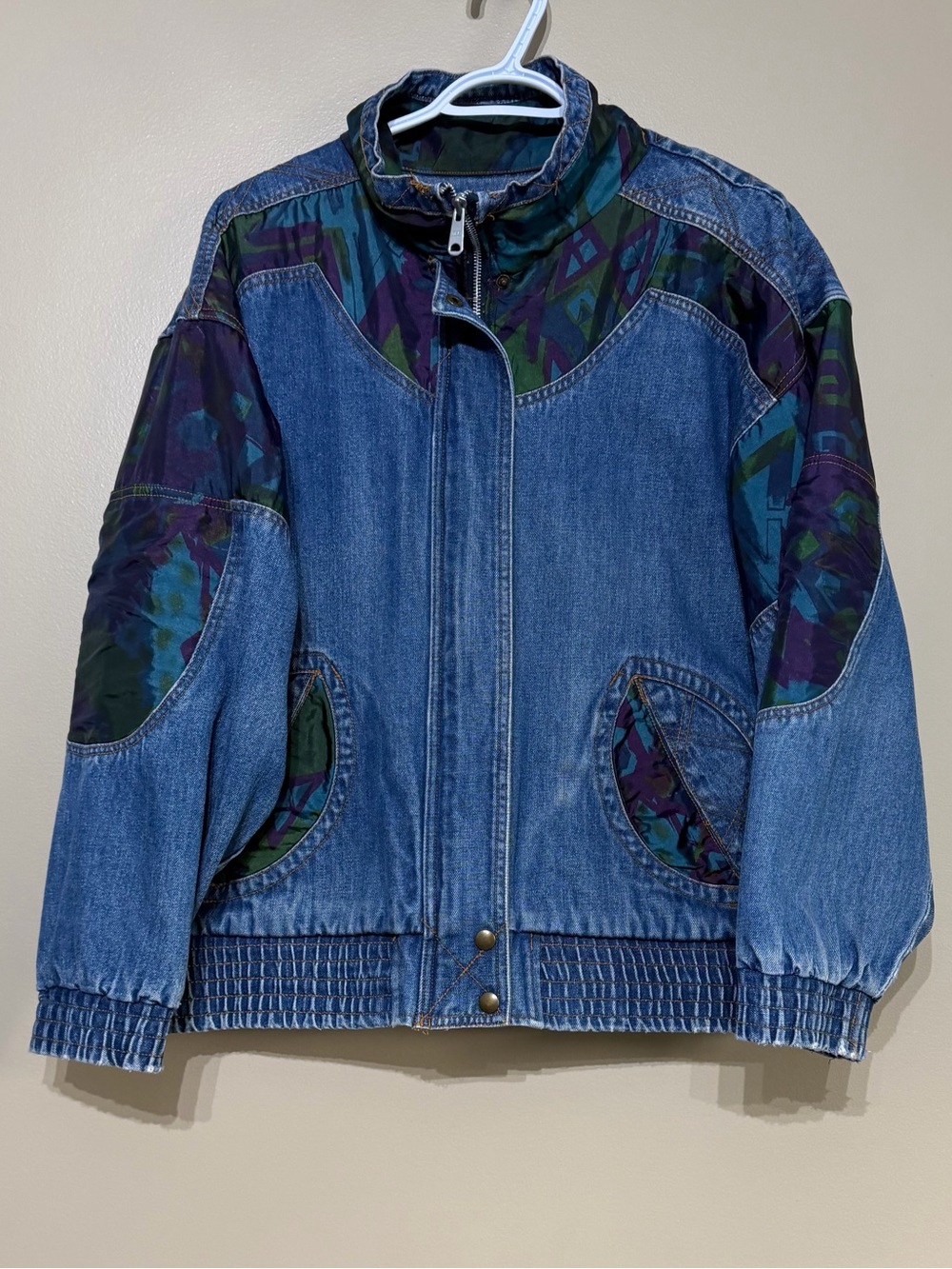 Vintage 90’s Westbound Sport 100% Cotton Denim & Abstract Patchwork Jean Jacket